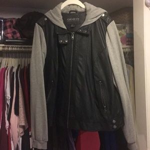SOLD Forever 21 Hooded Moto Jacket